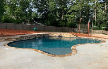 backyard swimming pool of irregular shape