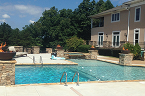 A residential house with an outdoor swimming pool.