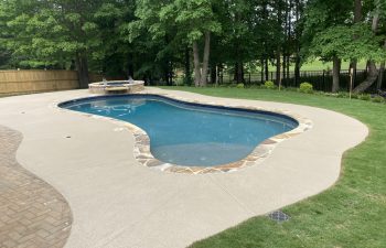 Backyard swimming pool of irregular shape